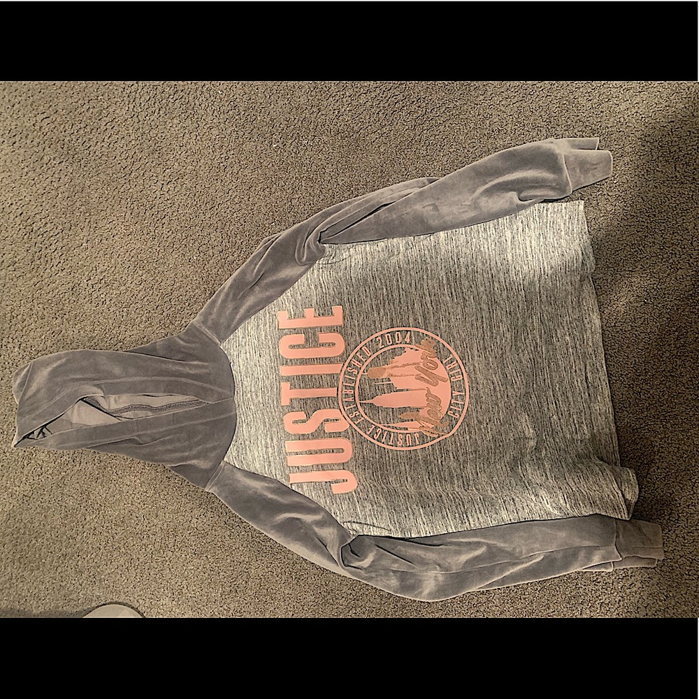 Justice dark gray velour matching set